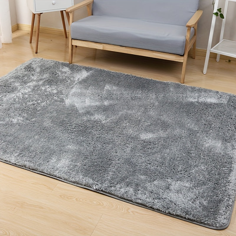 1pc Rectangle Area Rug, Polyester Fine Hairs Tufted Plush Carpet, 900g/㎡ Solid Color, Machine Washable Non-Slip Soft Floor Mat for Living Room Bedroom Bedside Indoor Décor