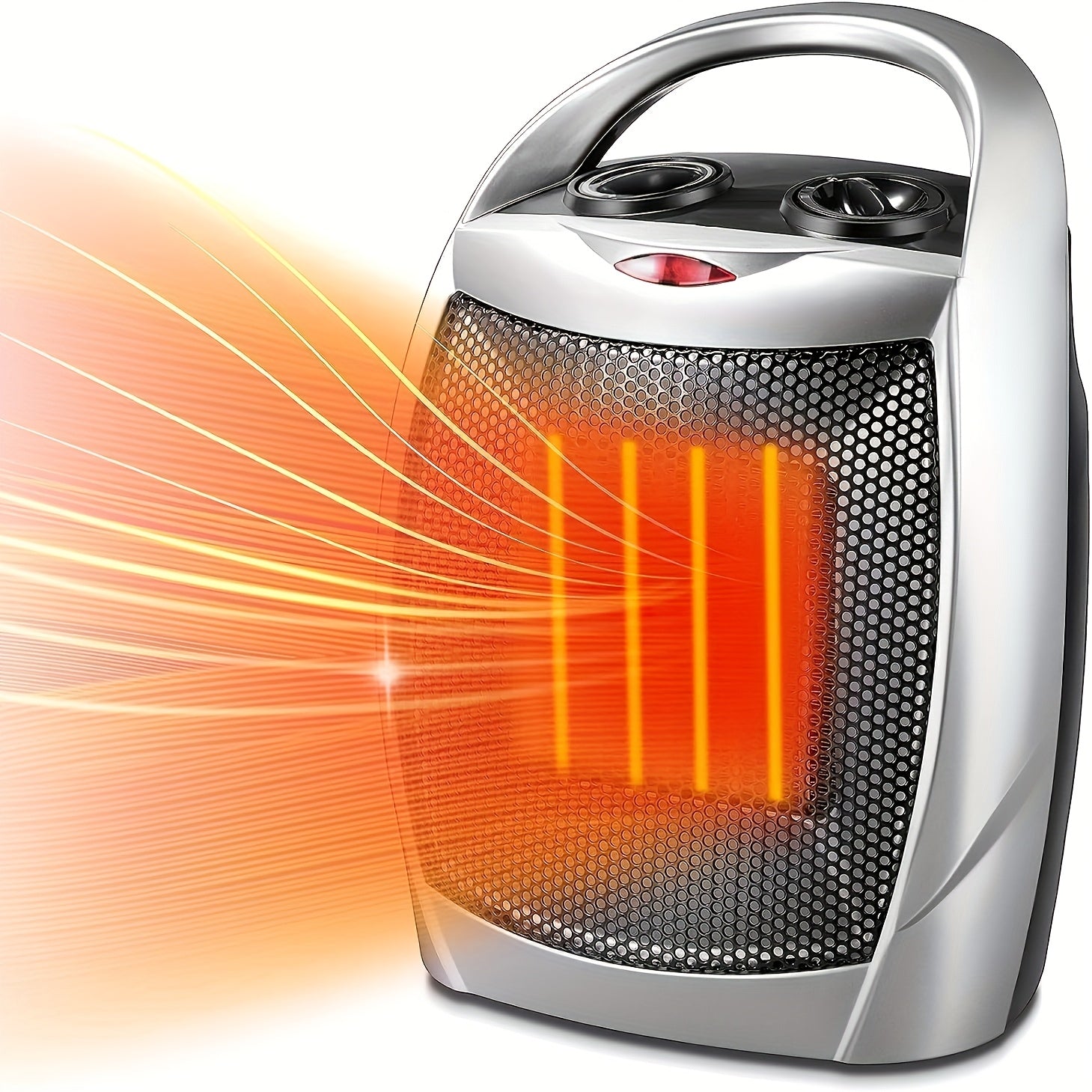 1500W/950W Ceramic Space Heater, Portable Electric Heater with Adjustable Thermostat, Heating Up to 200 Sq. Ft, 2S Rapid Heating, Compact Design, Overheat And Tip-Over Protection, for Indoor Use