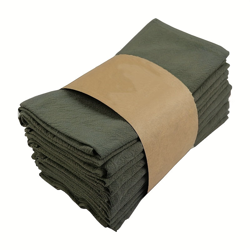 6/12pcs Easy Solid Color Pleated Texture Cloth Napkins | Suitable for Wedding Party Banquet Restaurant Kitchen, Square Shape, Red, Woven, Washable, Abrasion Resistant
