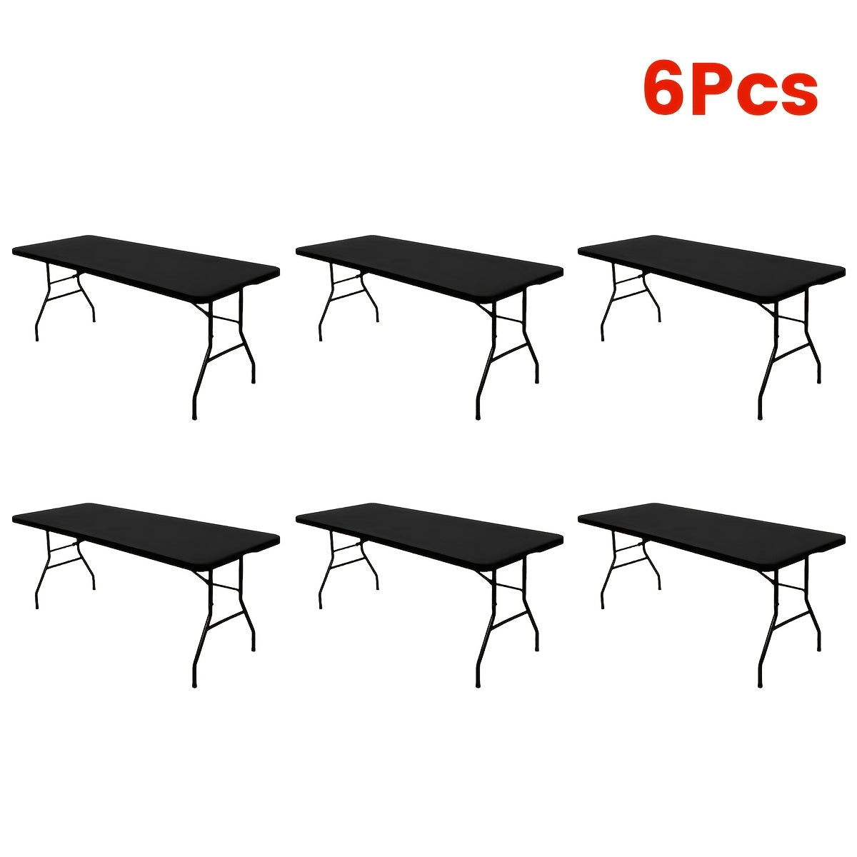 3/6/9/12pcs Stretchable Table Covers 6Ft Washable Elastic Polyester Rectangle Tablecloth Protector For Camping Indoor & Outdoor Parties Picnics Weddings Graduations Valentine'S Day Spandex Blend Easy To Clean