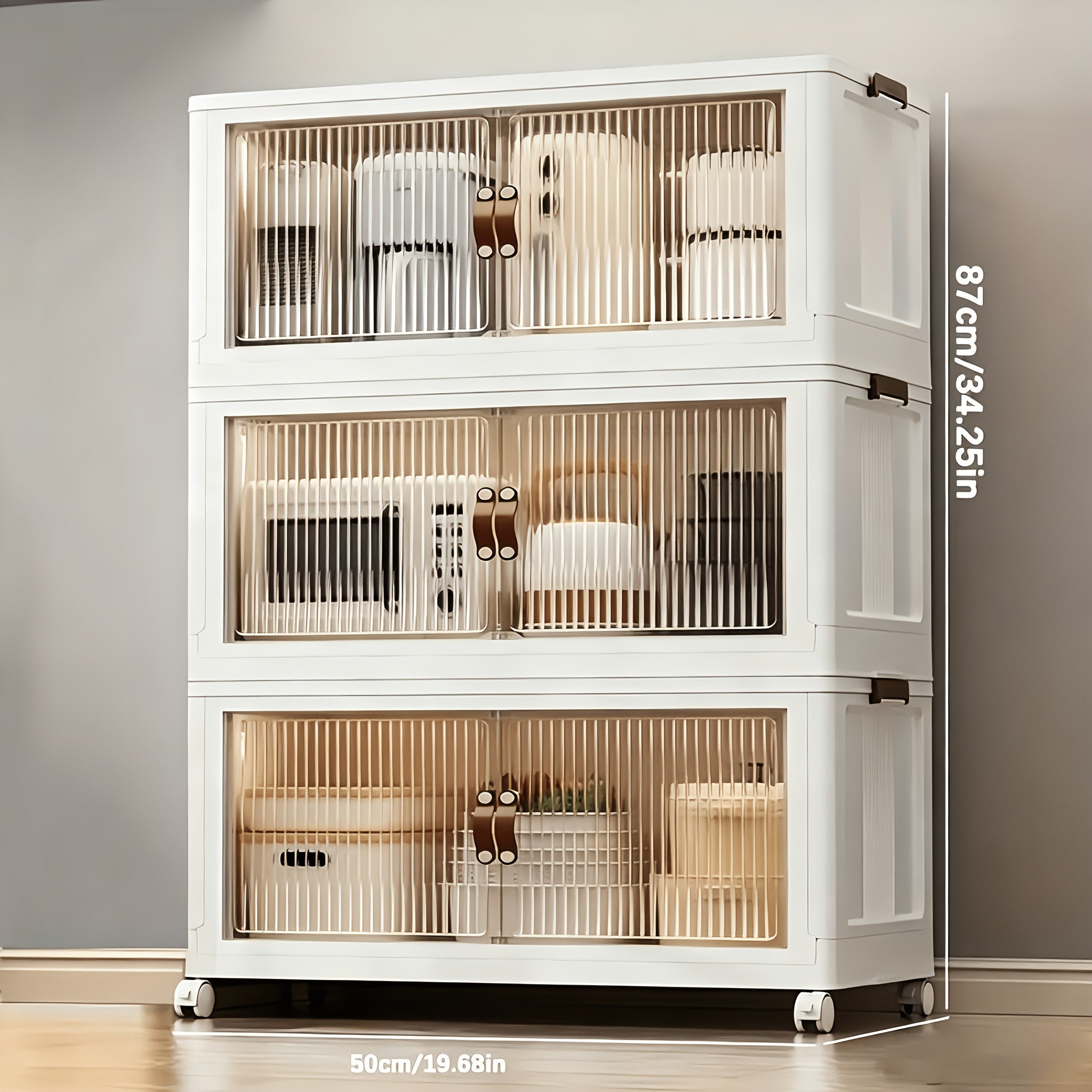 Lidded Storage Bins 2/3/4/5-Tier, Dual-Opening Storage Organizer Box, Large Storage Container with Lid and Wheels, for Storing Books, Kitchen Storage Cabinet, Storage Drawer Unit for Storage and Organization