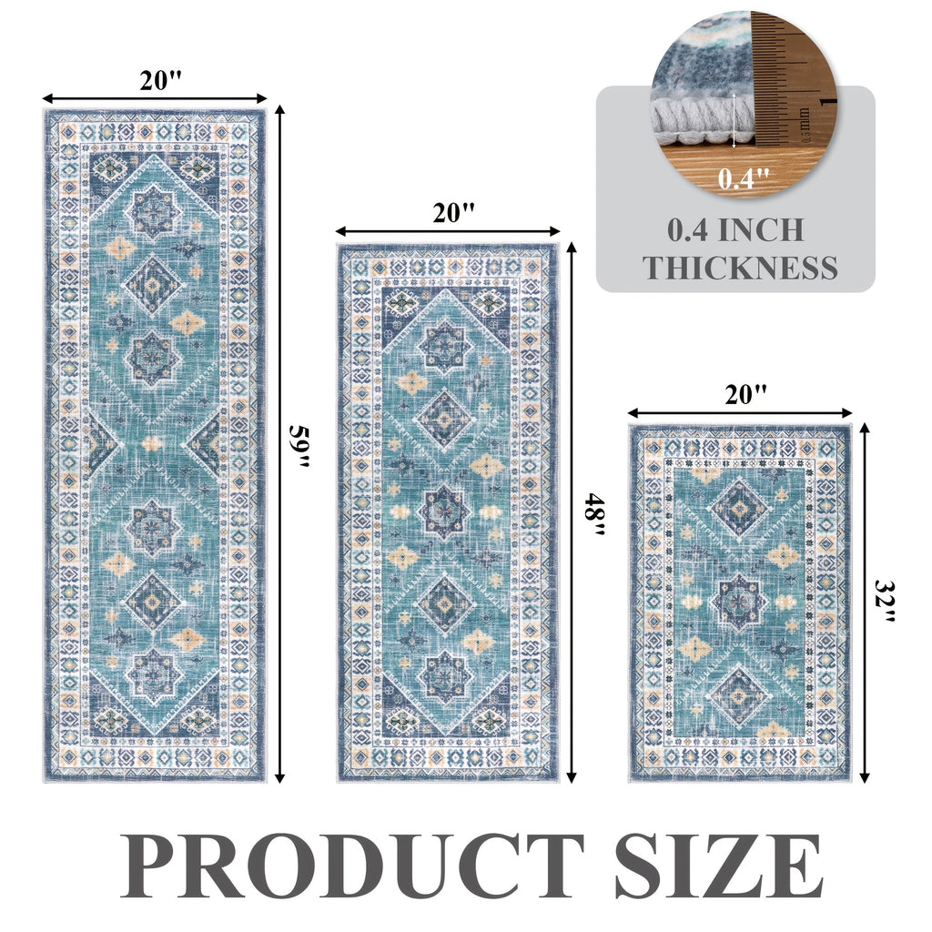 Boho Kitchen Mat Sets 3pcs with Runner Non Slip Kitchen Rugs and Mats Washable Kitchen Mats for Floor Thick Kitchen Floor Mat Mat Runner Rugs for Hallway Laundry Holiday Decor