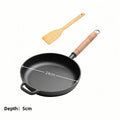 3 Sizes Cast Iron Skillet with Handle, 8.27/ 9.45/ 10.63 Inch Flat Pan for Pancakes, Ideal for Eggs and Crepes, Durable and Non-Stick Cookware for Induction, Gas, Campfire, Ideal for Breakfast, Grilling, Camping, Outdoor Cooking