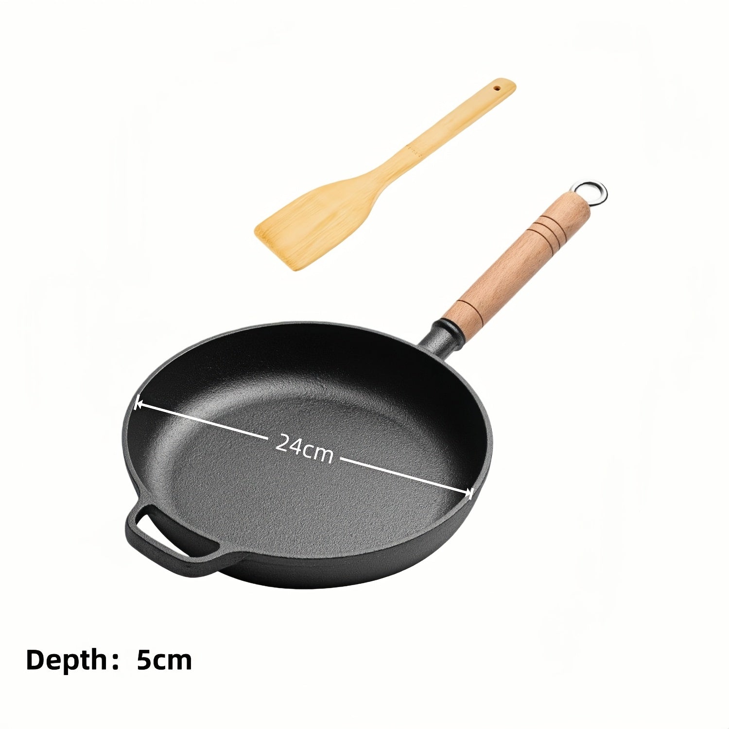 3 Sizes Cast Iron Skillet with Handle, 8.27/ 9.45/ 10.63 Inch Flat Pan for Pancakes, Ideal for Eggs and Crepes, Durable and Non-Stick Cookware for Induction, Gas, Campfire, Ideal for Breakfast, Grilling, Camping, Outdoor Cooking