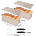 1/2pcs Extra Large Pullman Loaf Pan with Lid 12.3x4.7x4.3 Inches, Bread Knife Included, Vent Holes for Baking, Black Lid Bread Pan for Sandwich Bread