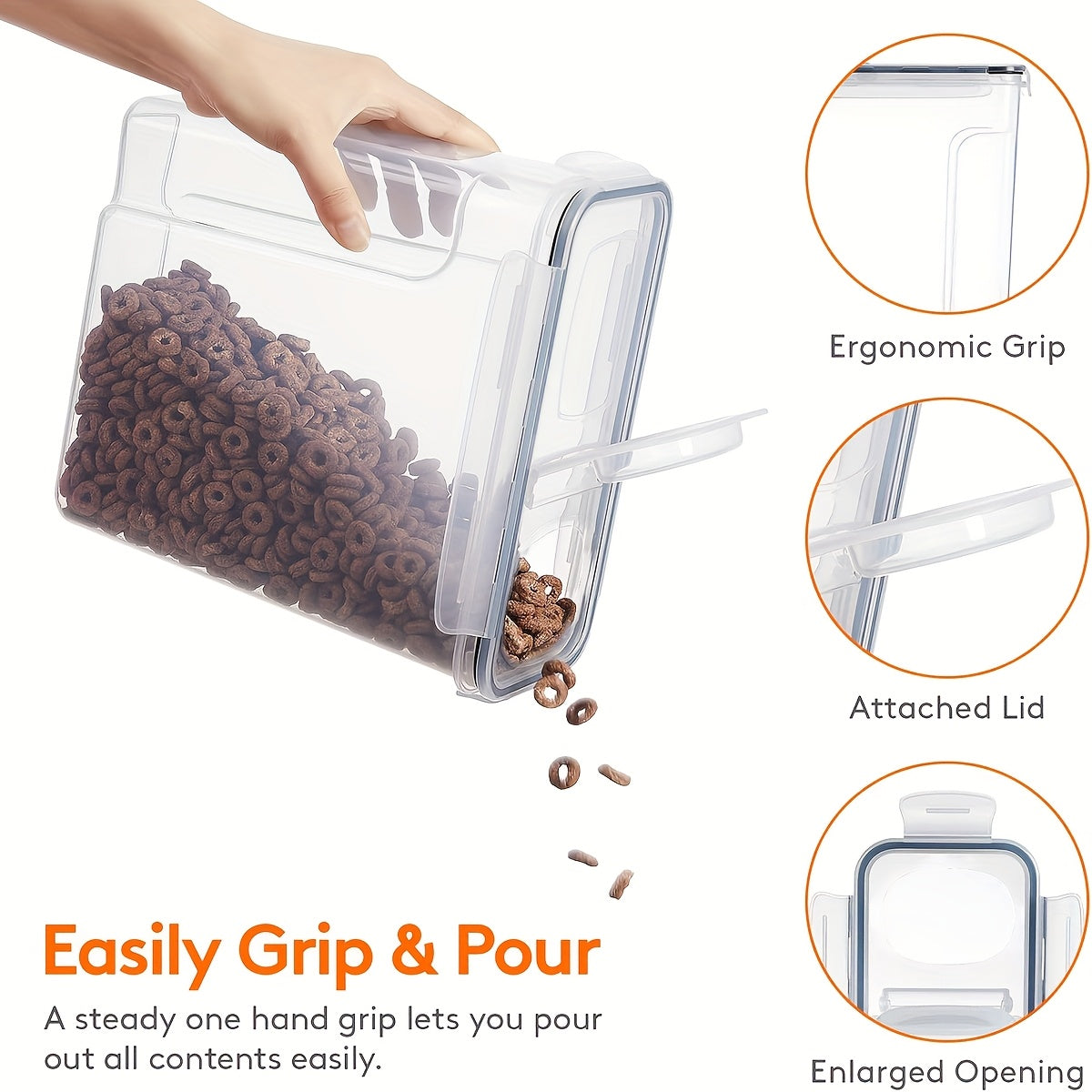 4 Pack (4L/135oz) Extra Large Airtight Storage Containers | BPA-Free Plastic, Clip-on Closure, Square Shape, Dishwasher Safe, Ideal for Grain, Nuts, Rice Storage, Kitchen Organizers, Christmas Gift