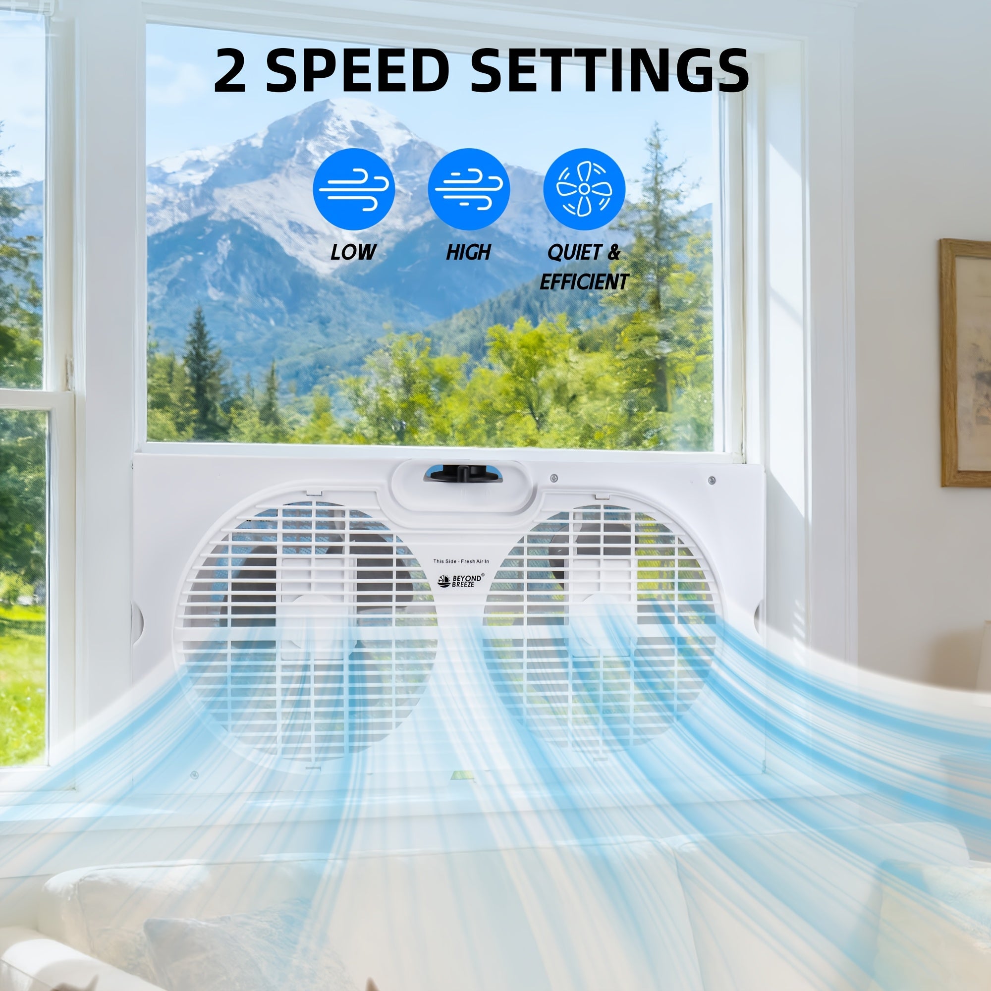 Twin Window Fan with 9-Inch Blades And 2 Speeds, Dual Window Fan with Expandable Width for Home Bedroom