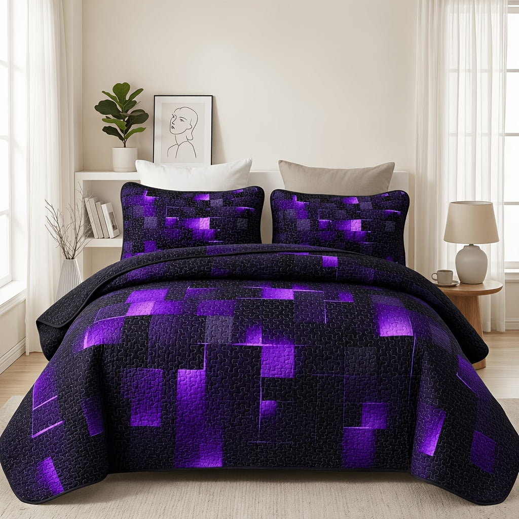 2/3pcs Ultrasonic Quilted Bed Cover, Coin & Floral Pattern Retro Bedspread, Soft Breathable Non-Slip Mattress Cover, Machine Washable Bedding For Bedroom Dorm Guest Room, 10 Colors Available