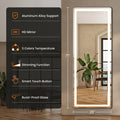LED Lighted/Not-LED Lighted Full-Length Mirror with Arched/Rect Top - Aluminum Frame Floor-Standing Dressing Mirror for Bedroom & Living Room, Black/Golden/White