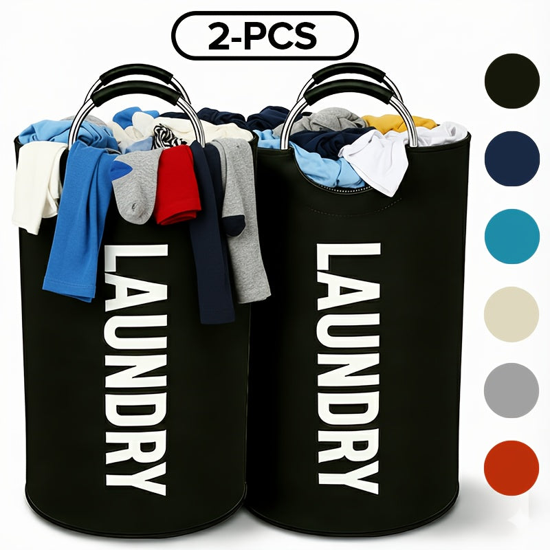 2pcs Large-Capacity Laundry Basket Combination - Thickened Waterproof Oxford Cloth Foldable Laundry Bag, Ideal Clothing Storage Basket for Home Use, Independent High-End Winter Clothing Storage Basket, Foldable Laun, Shelf Baskets