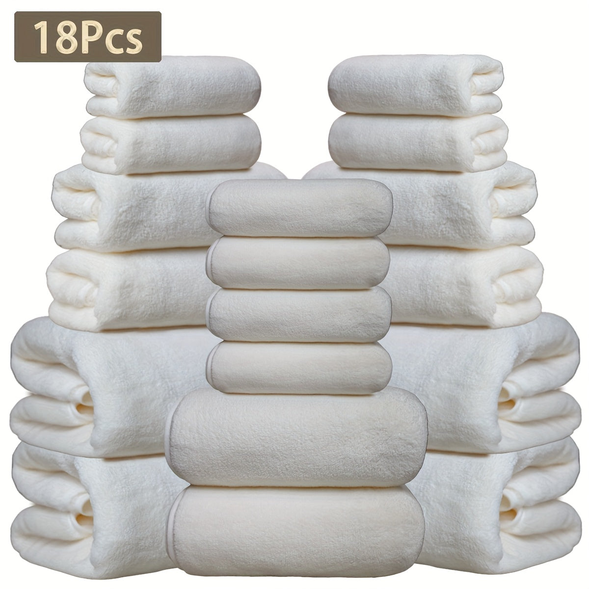 18pcs Coral Velvet Towel Bath Towel Set, 4 Bath Towels, 4 Towels, 10 Square Towels, Suitable for Hotel, Home, Travel, Spa