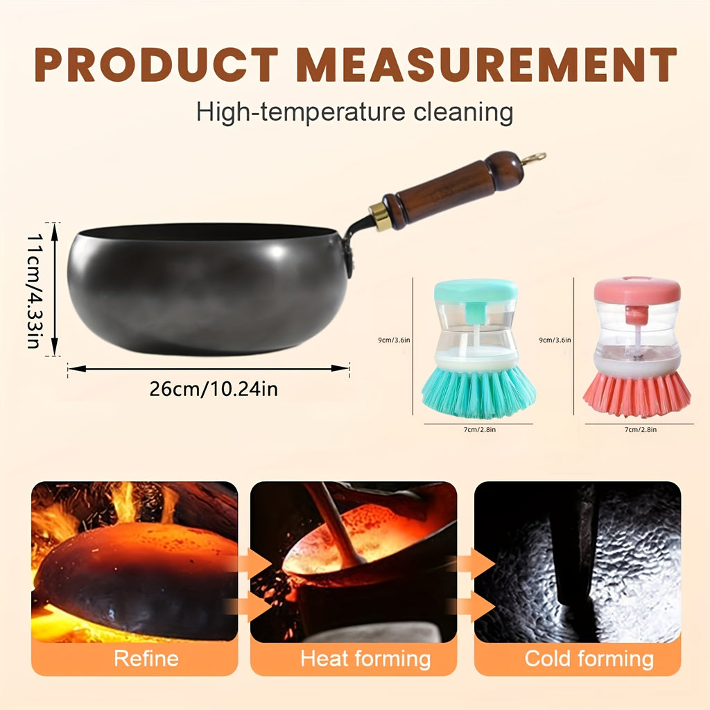 Japanese Wok, Ideal for Pots and Pans Set, Large Bellied Non Stick Cookware, Heat Resistant Handle, Fit Gas Induction Stoves, Pressure Cooker Fast Stew, Chafing Dish Alternative, Kitchen Accessories & Gadgets, for Camping, Soups Stewing