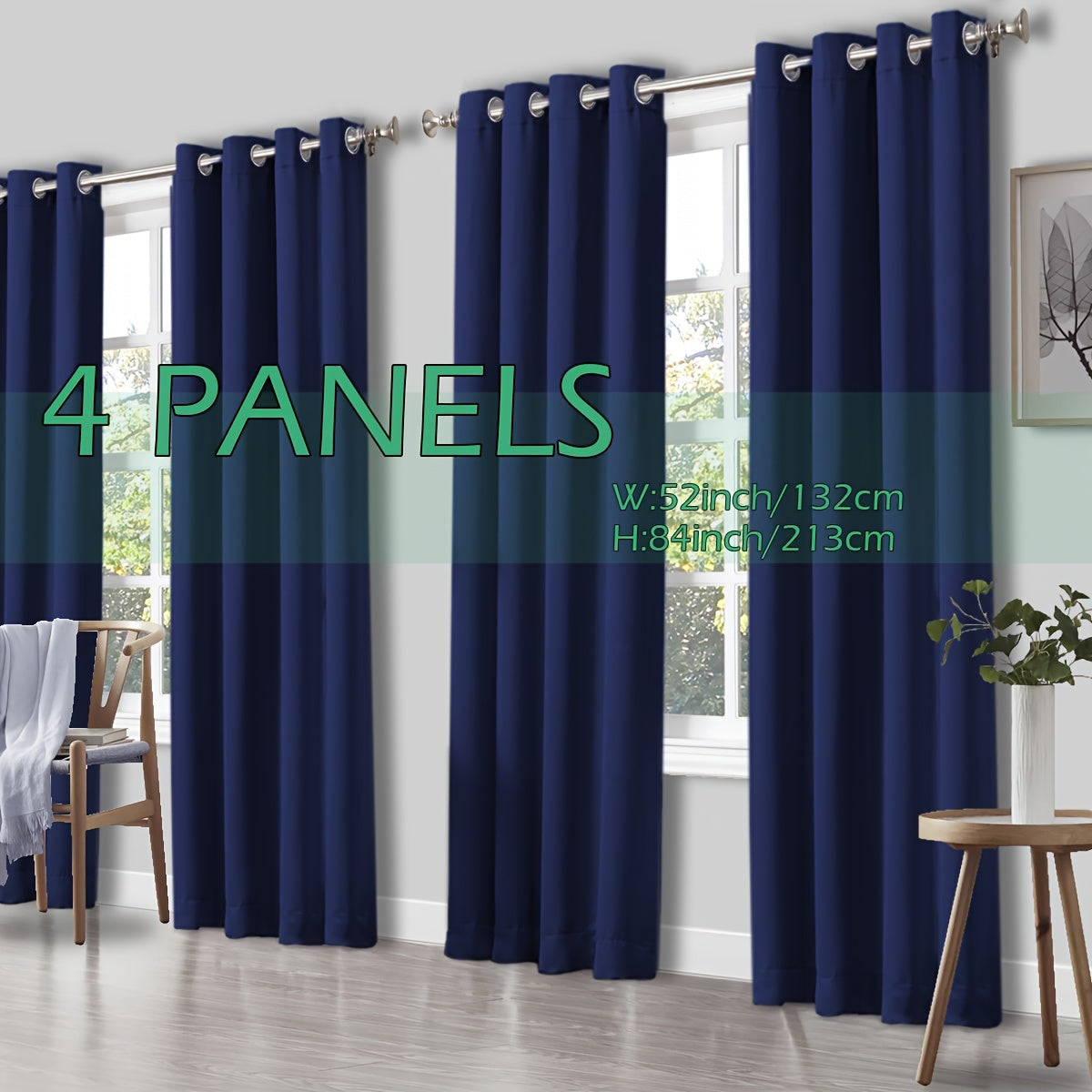 4 Panels Thermal Insulated Blackout Curtains - Triple Weave Thermal Insulation & Light Blocking, Solid Grommet Top, Polyester/ Linen-like Fabric, Deep Red for Bedroom, Living Room, Office - Window Drapes for Complete Darkness & Comf
