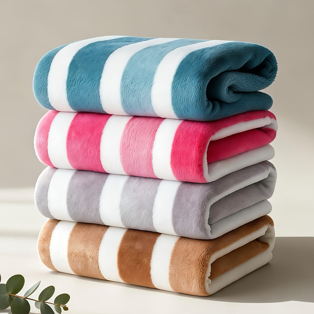1/4pcs Bath Towel Set, No Hair Loss, Highly Absorbent & Quick-Drying | Ultra-Soft Microfiber Beach Towels For Adults, Two-color Striped Interval Bath Towels Perfect For The Beach, Spa, Gym & Home Bathroom Essentials - 27 X 55 Inches