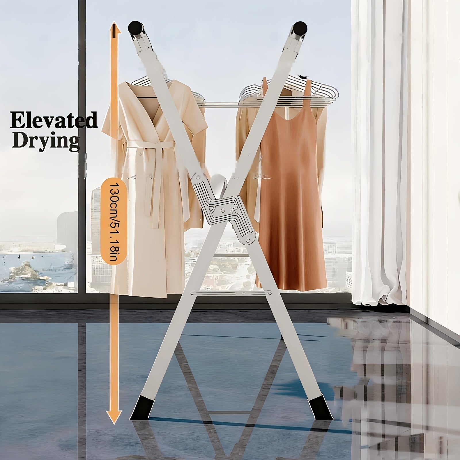 Three-Bar Foldable Clothes Drying Rack, 63", 78.7" & 95'' Retractable Length, Indoor & Outdoor Use, Durable Metal Collapsible Laundry Drying Rack, Heavy Duty Stainless Steel Clothesline Drying Racks, Drying Racks
