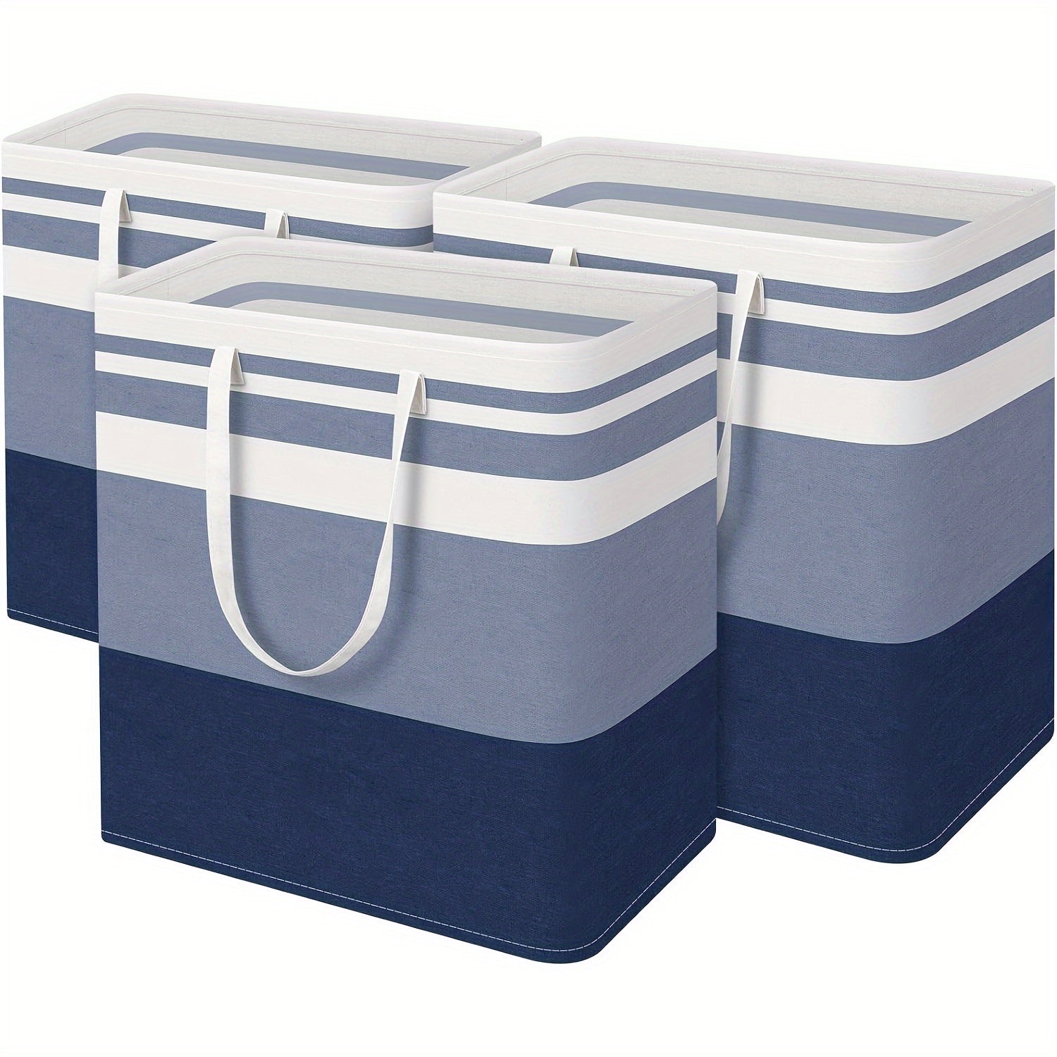 3pcs Laundry Basket, Freestanding Laundry Hamper, Collapsible Tall Clothes Hamper with Easy Carry Handles for Clothes, Towels in the Family and Dorm, Laundry Baskets