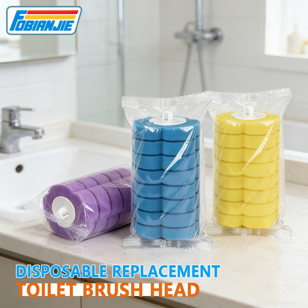 56/72pcs Toilet Wand Refills, Transparent Packaging Bag in 3 Colors for Disposable Toilet Bowl Brush Replacement Heads, Suitable for Bathtub And Wash Basin (Refills Only. Compatible with Fobianjie)