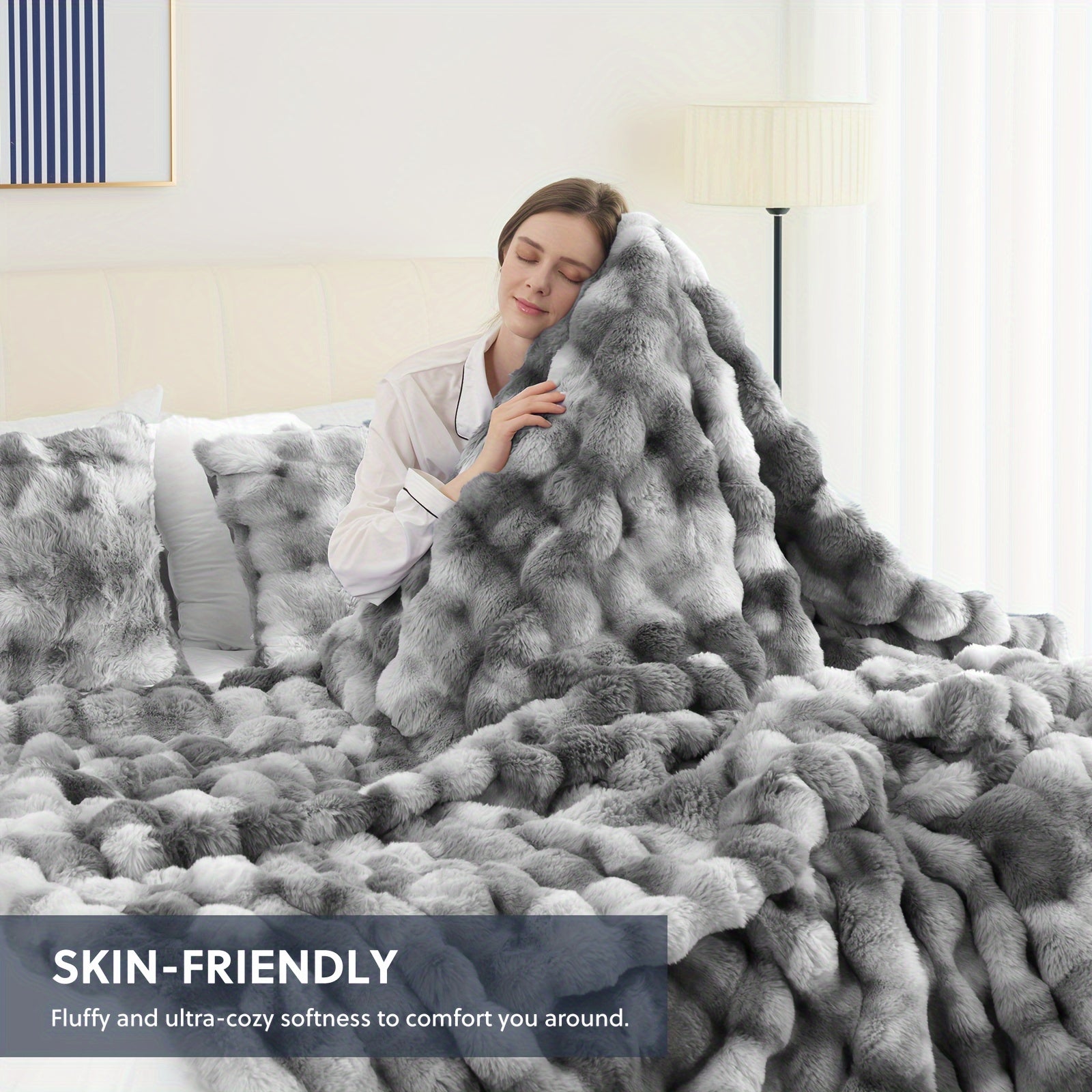 1pc Orhopui Faux Rabbit Fleece Blanket, Soft Warm Throw Blanket, For Bedroom Guest Room Living Room Student Dormitory Car Sofa Travel, Multifunctional Blanket, For All Season, Random Colors Are Available As An Option.