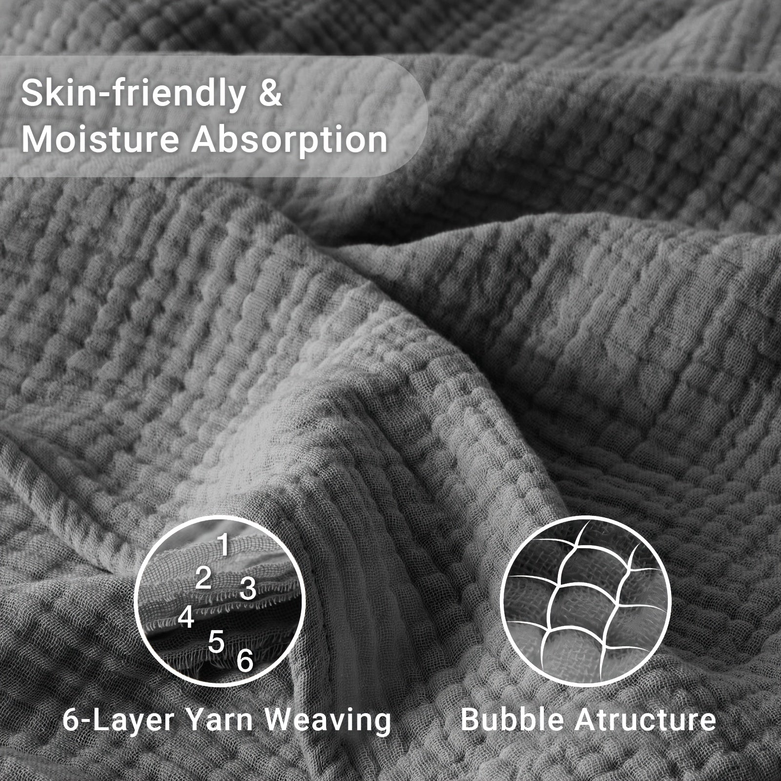 100% Cotton Muslin Blanket 6 Layers | Breathable & Lightweight, Soft Gauze, All-Season, Multipurpose, Perfect for Couch and Bed, Ideal Valentine'S Day and Holiday Gift, Machine Washable, Mixed Colors