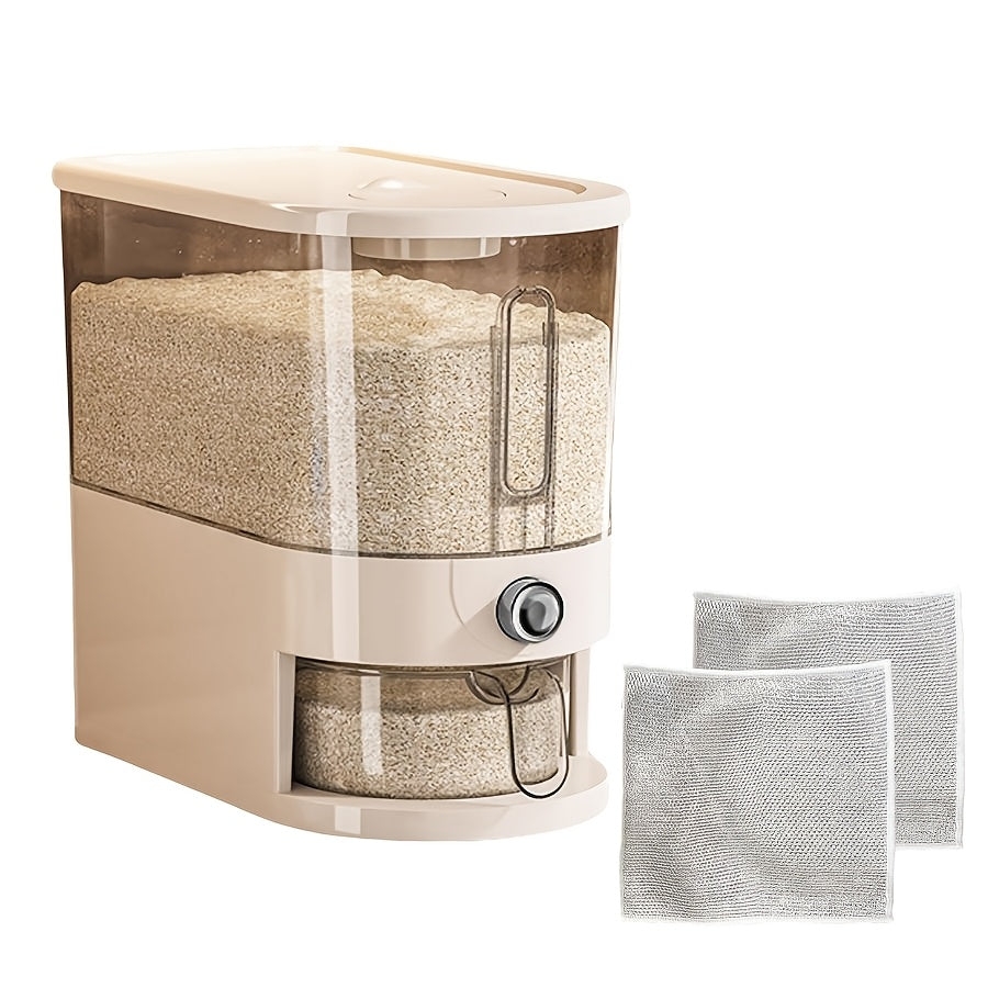 Insect-Proof Moisture-Proof Sealed Large-Capacity Rice Container 11Lbs/22Lbs Quantitative Rice Storage Bucket with Measuring Cup Flip-Top Food-Grade Durable PET Flour Storage Box Home Kitchen Fashion Organization Grain Storage Organizer, PP Material
