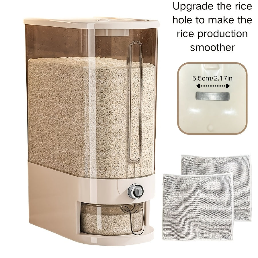 Insect-Proof Moisture-Proof Sealed Large-Capacity Rice Container 11Lbs/22Lbs Quantitative Rice Storage Bucket with Measuring Cup Flip-Top Food-Grade Durable PET Flour Storage Box Home Kitchen Fashion Organization Grain Storage Organizer, PP Material