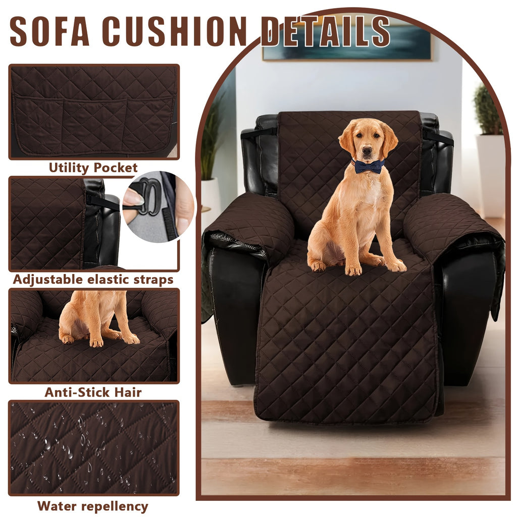 1pc 100% Non-Slip Recliner Chair Cover Sofa Slipcover, Pet Cover For Large Recliner With Elastic Straps, Washable Chair Seat Cover Recliner Chair Furniture Protector, Perfect For Indoor And Outdoor Use, Home Decoration, Mother'S Day Gifts