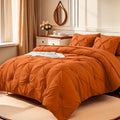 Cosybay 7PC Comforter Set-Luxury Soft Fluffy Pinch Pleated Bedding with 1 Comforter, 1 Fitted Sheet, 1 Flat Sheet, And 4 Pillowcases & Pillow Cover-All Season Quilte Set Queen, Hypoallergenic, Breathable, Easy Care,valentine's Day Gifts,school