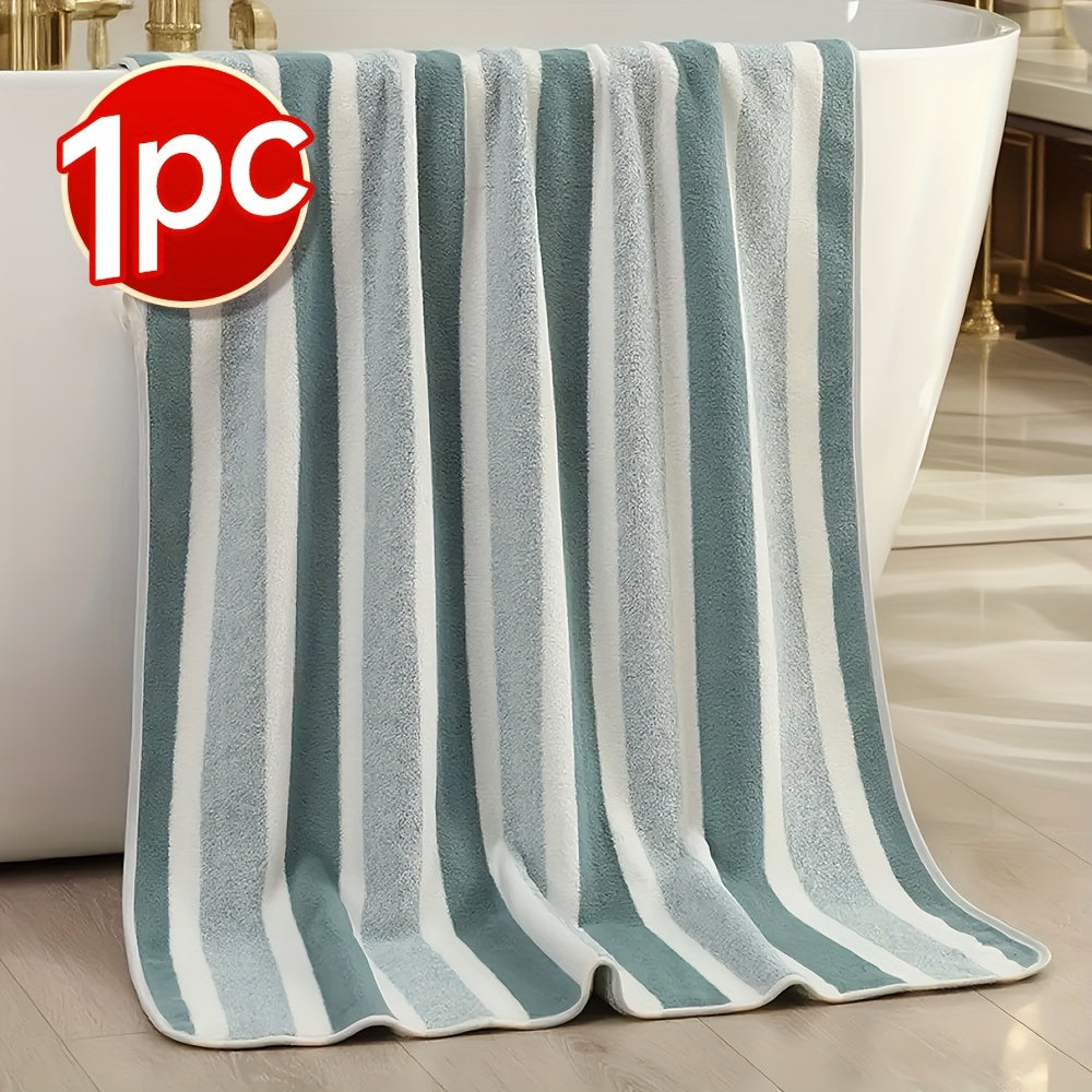 1/4pcs Bath Towel Set, No Hair Loss, Highly Absorbent & Quick-Drying | Ultra-Soft Microfiber Beach Towels For Adults, Two-color Striped Interval Bath Towels Perfect For The Beach, Spa, Gym & Home Bathroom Essentials - 27 X 55 Inches