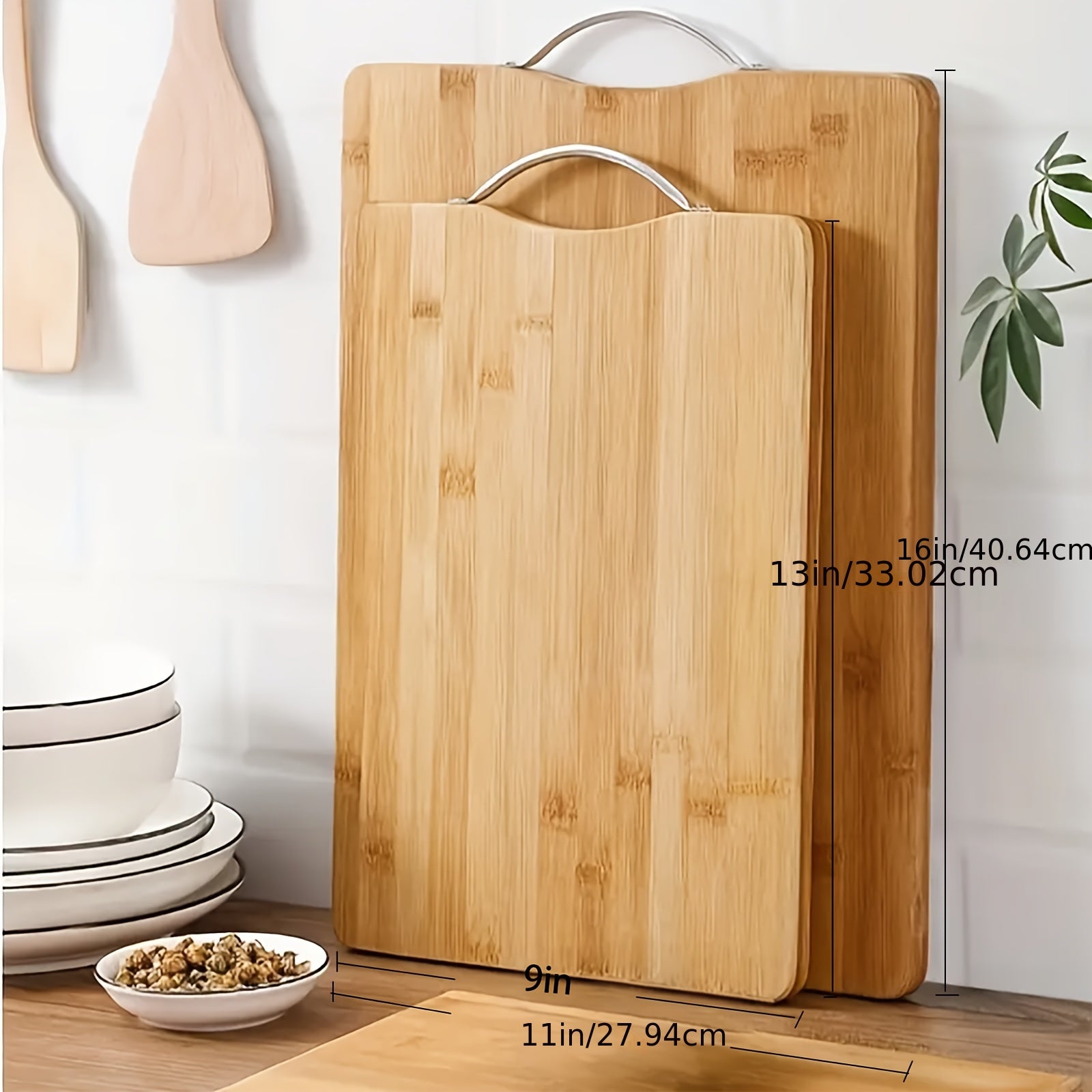 1pc 11.02x15.75inch Bamboo Cutting Board, Large Natural Wooden Chopping Board Kitchen Meat Vegetable Prep Board