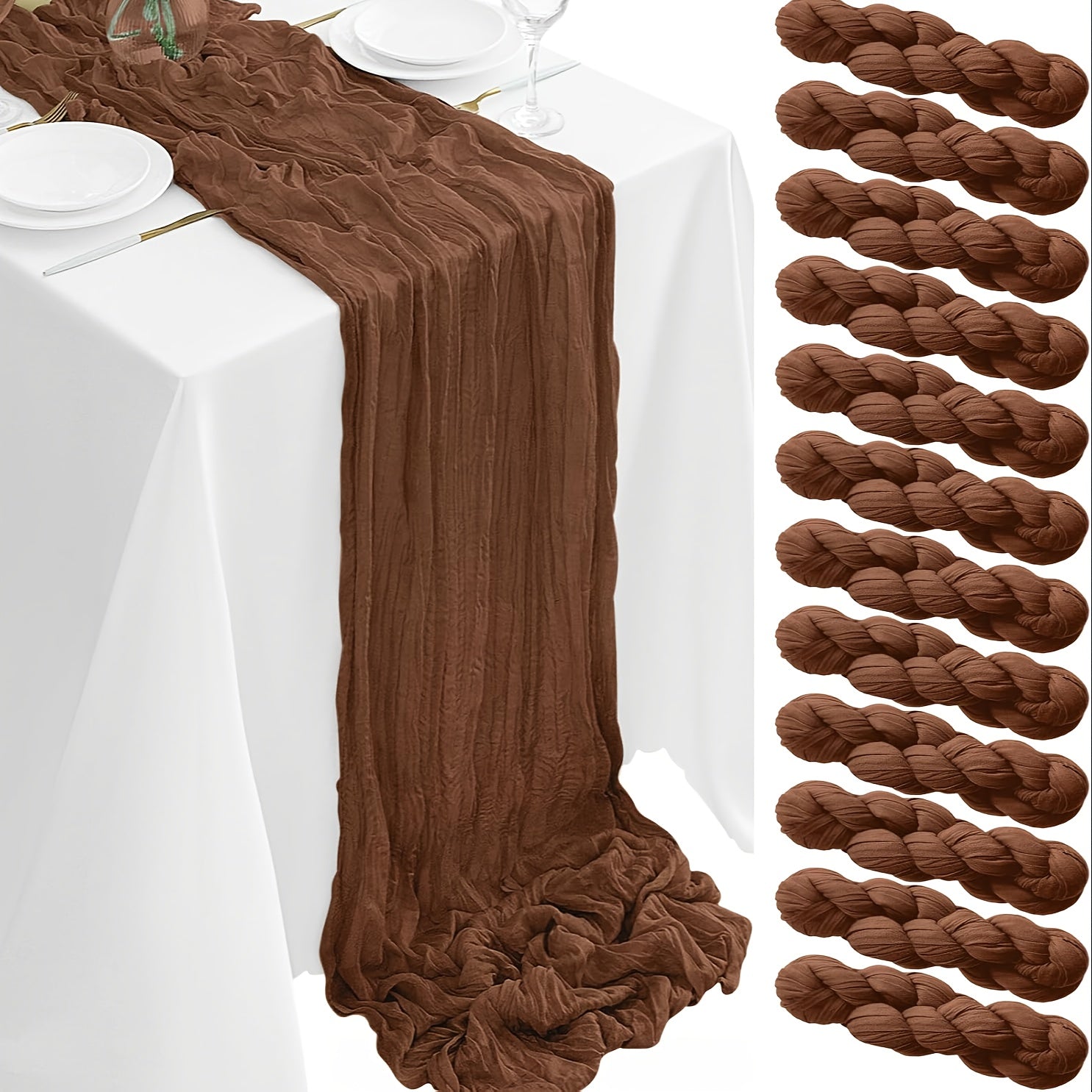 12pcs Cheesecloth Table Runner 10ft Boho Gauze Table Runner 21.3*120Inch Rustic Cheese Cloth Roll Romantic Long Cheesecloth Bulk for Wedding Bridal Shower Birthday Party Decor