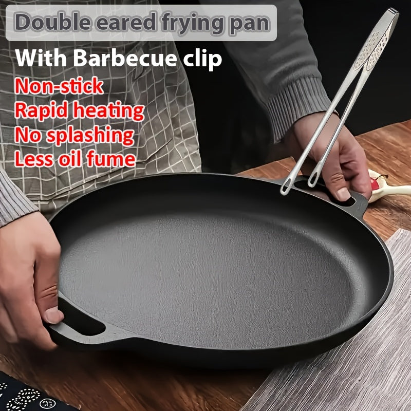 Pre-Seasoned Cast Iron Skillet | 11.02 Inch Round Grill Pan with Dual Large Loop Handles, Durable And Even-Heating, Suitable for Oven, Stovetop, Grill Or Campfires, Ideal for Pizza Lovers, Kitchen Gadget