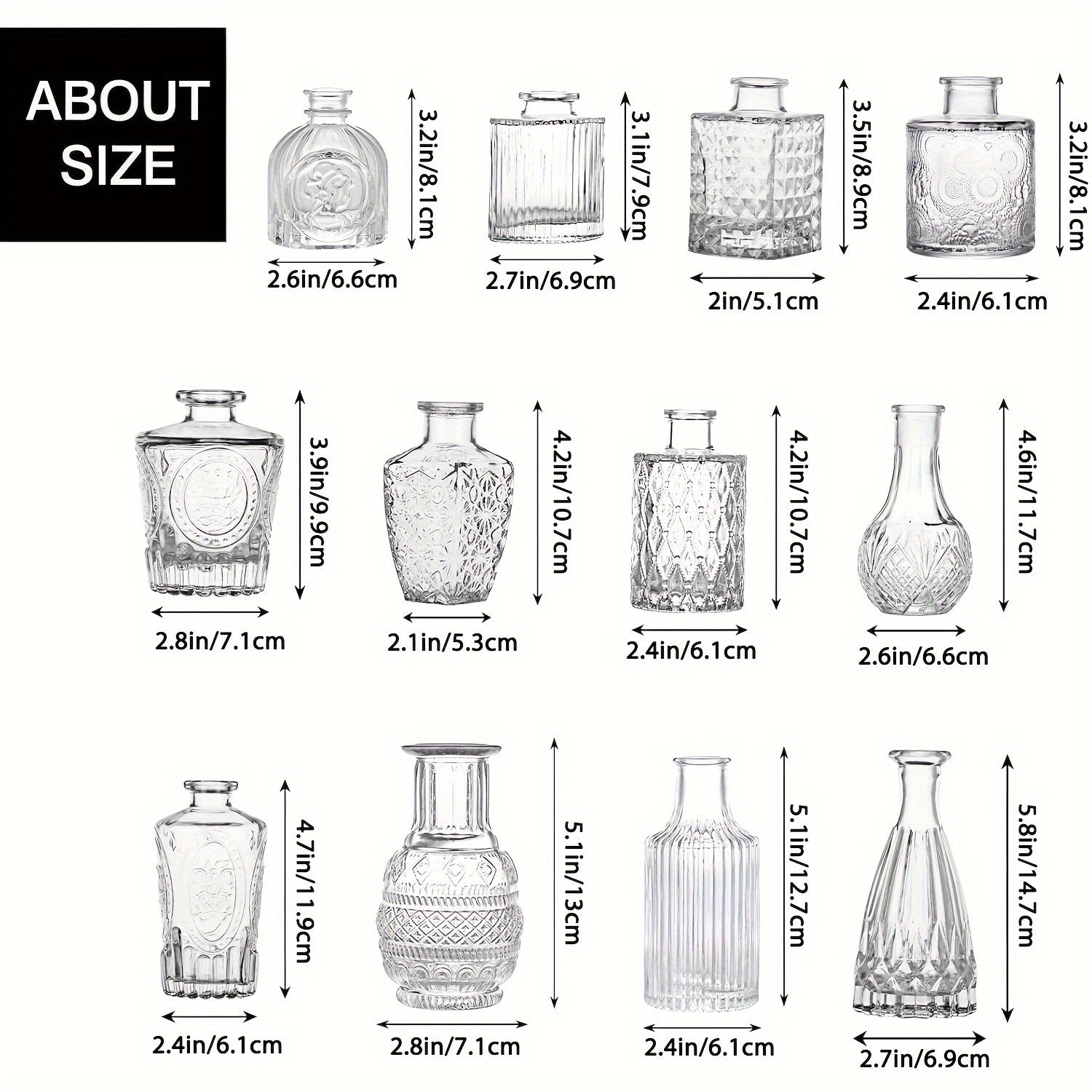 TOMNK Glass Bud Vases In Bulk, Flower Vases For Flowers In Bulk For Rustic Wedding Home Table Decorations, Can Be Used As A Gift For Weddings, Anniversaries, Birthdays, Weddings, Or Housewarming Banquets, For Halloween And Christmas